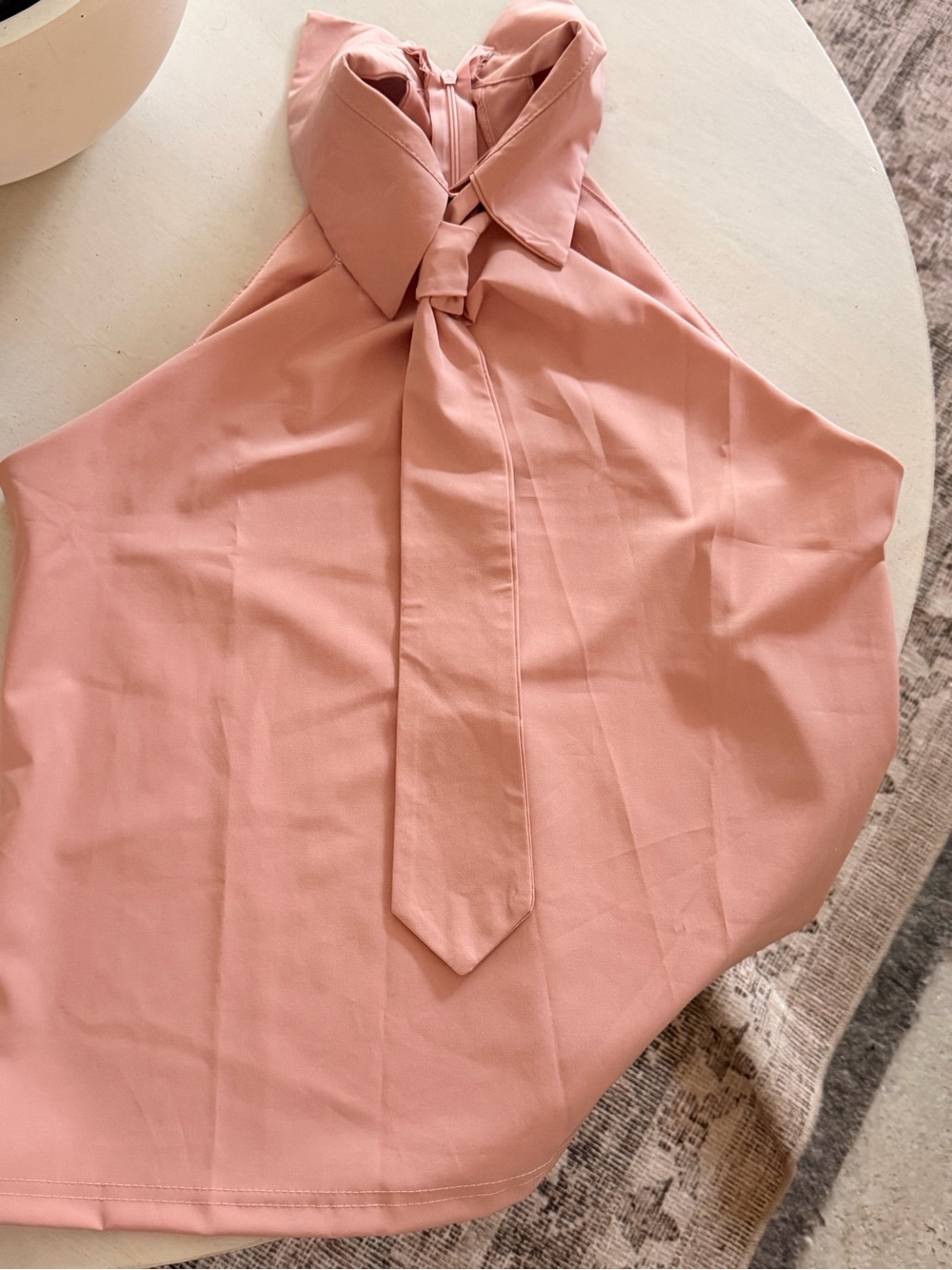 Sleeveless Tie-Neck Top in Dusty Rose